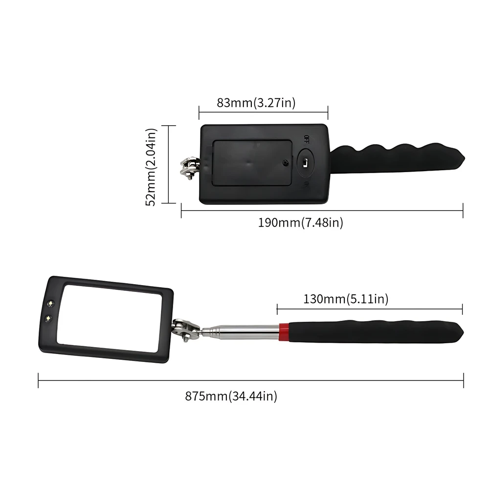 360 Retractable Telescopic Inspection Detection Lens Round Mirror Silver Pocket Clip New Car Tools Extend 7-1/4" To 30" DIY TOOL 6