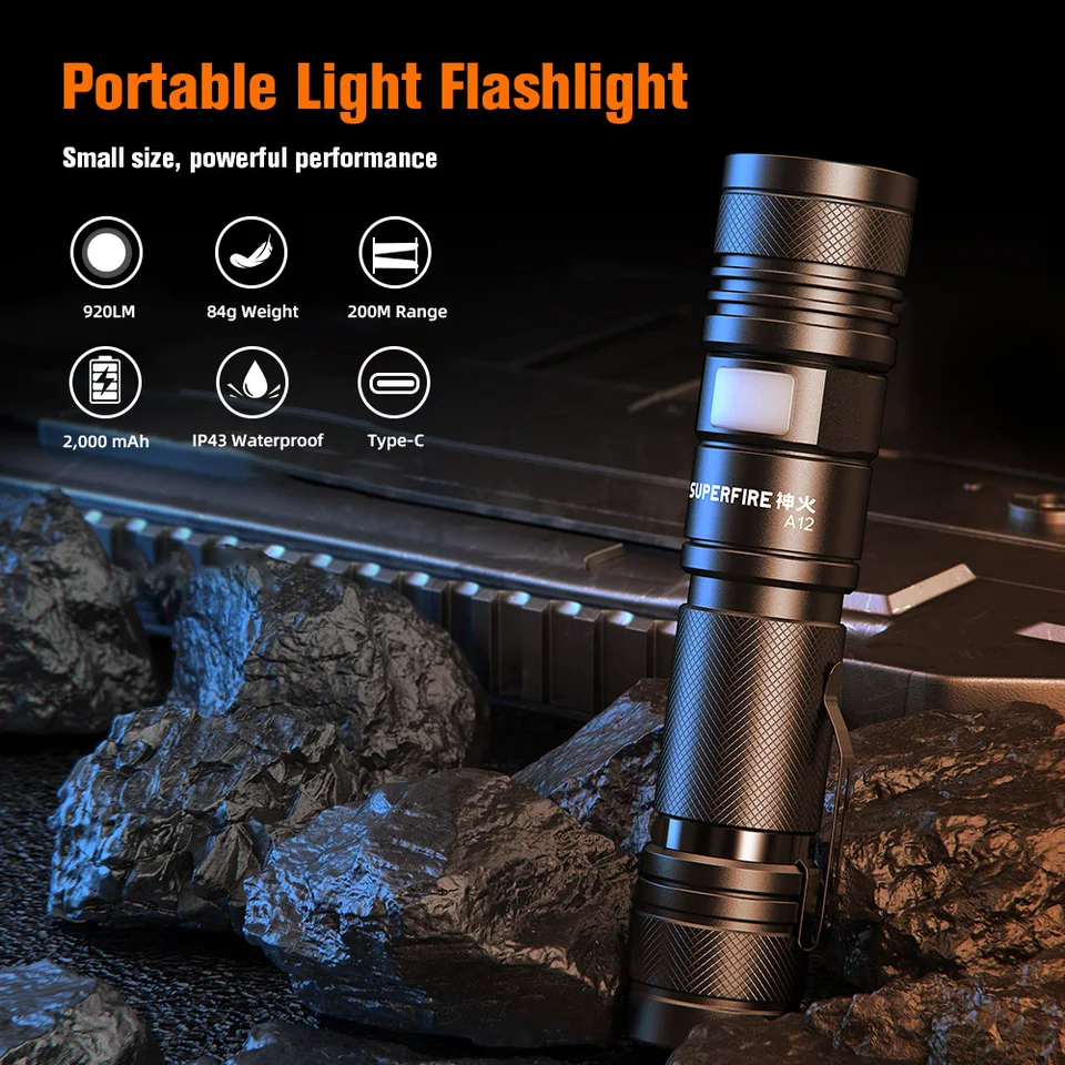 SuperFire Zoomable LED Flashlight – Rechargeable Or AAA, 5 Modes, IP44 Waterproof - View #5