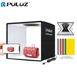 Puluz Photo Studio Lightbox Portable Photography Lighting Box Ring LED Softbox Shooting Tentbox Kit 6 Colors Backdrops Photobox
