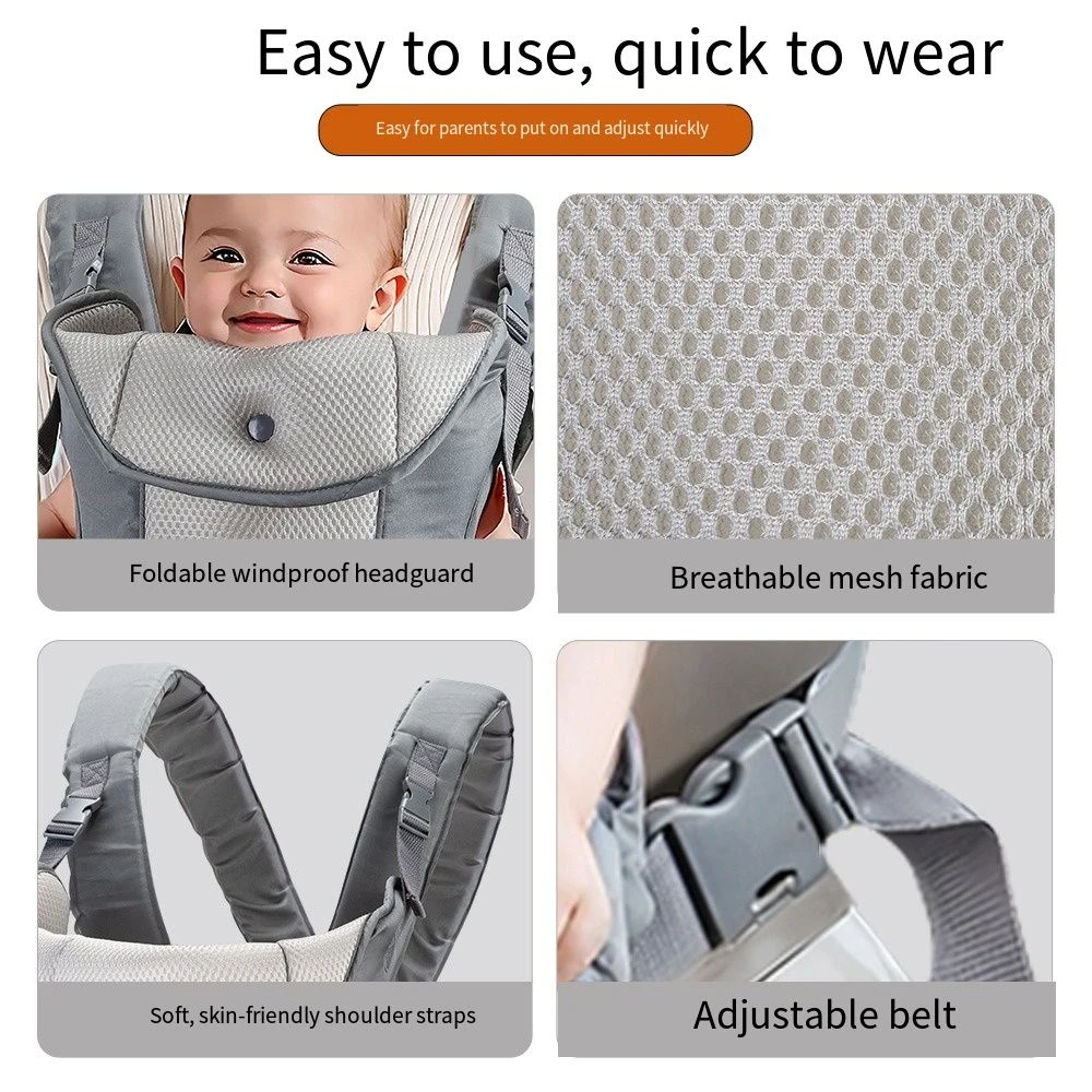Ergonomic Newborn Kangaroo Wrap 4-In-1 Easily Adjustable Infant Strap Sling Hipseat Waist Belt Breathable Baby Backpack