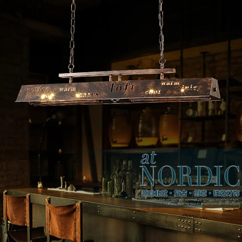 

Industrial Style Bar Specialty Restaurant Pendant Lights Bar Counter Metal Rust Colored Led American Style Retro Pendant Lights