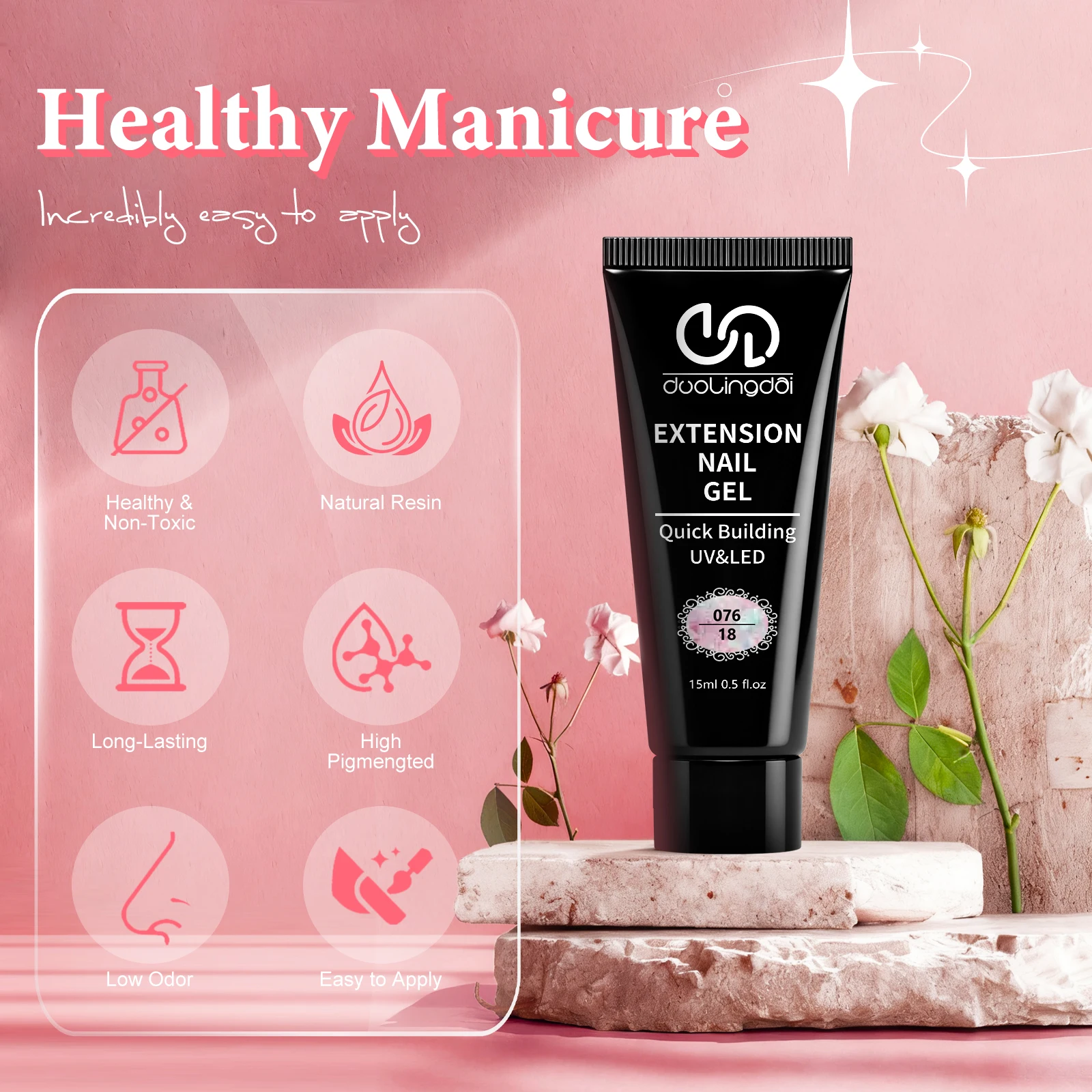 Duolingdai Poly Gel Nagel-Set Starter 4 Farben Natürliches Klares Poly Nagelgel Schnelltrocknend Nagelpflege 28 Tage Haltbar DIY Salon Zuhause – Detail 3