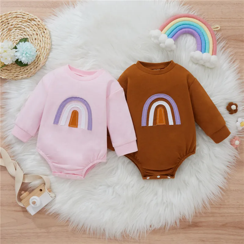 

Newborn Infant Baby Girl Boy Romper Cotton Long Sleeve Autumn Winter Toddler Kids Clothes Rainbow Jumpsuits Bodysuits 0-12Months