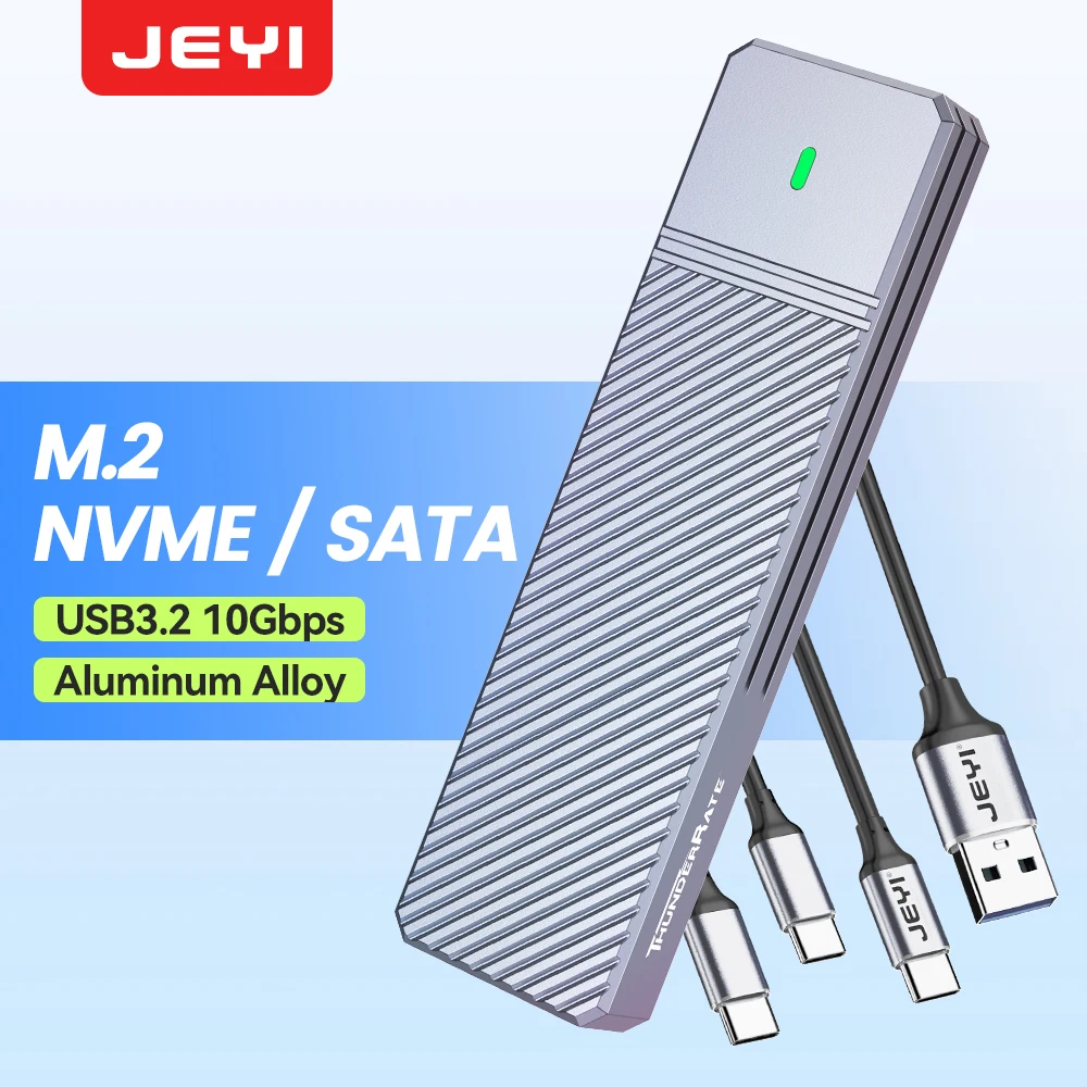 JEYI M.2 SSD Enclosure NVMe SATA Dual Protocols SSD Case USB 3.2 10Gbps PCIe Adapter External Enclosure Supports M and B&M Keys external hard drive case ssd enclosure hard drive enclosure hard disk case external hard drive box hdd case enclosure