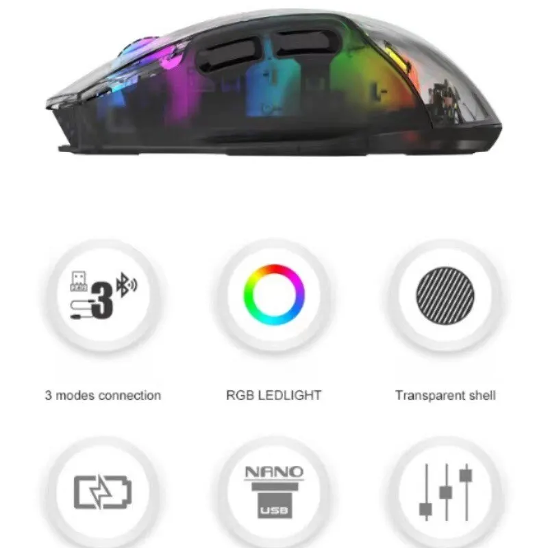 ITLY W01 Wireless Gaming Mouse Bluetooth Wireless Mouse Rechargeable Computer Mouse Gamer Ergonomic Mause Silent USB RGB Mice