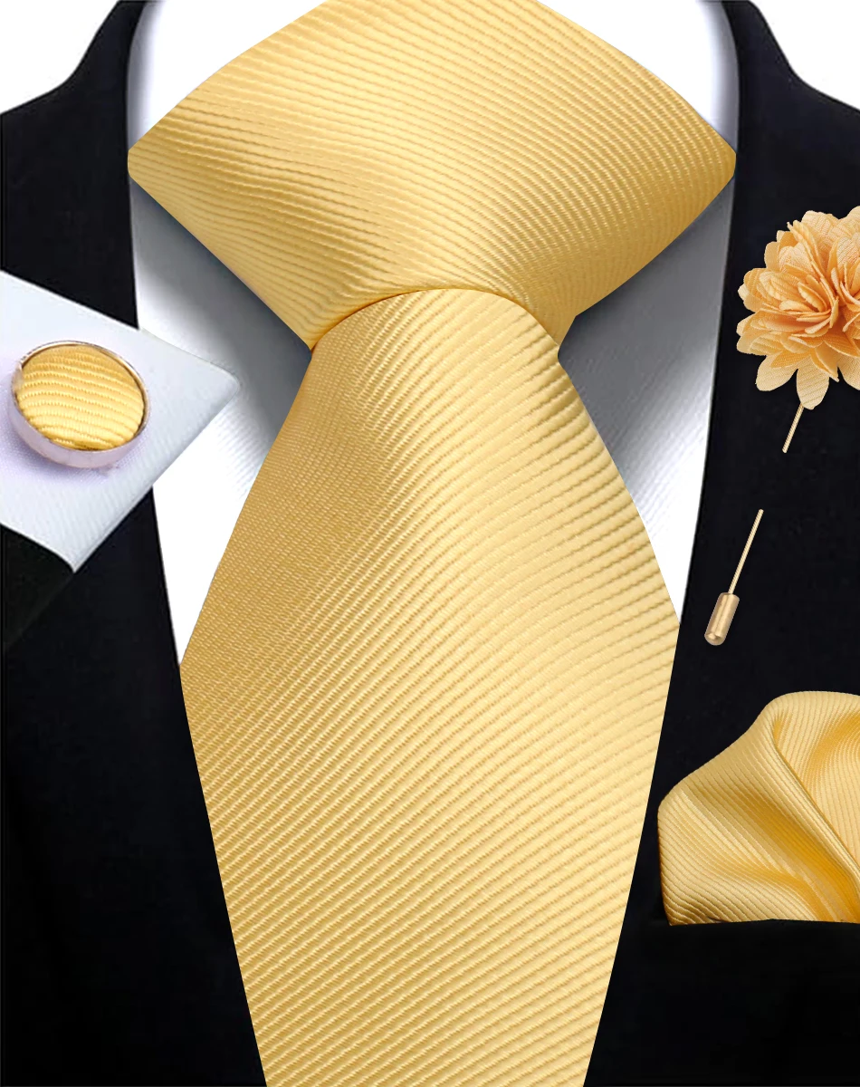 Männer Solide Krawatte Manschettenknöpfe Einstecktuch Anstecknadel Blume Brosche Elegante Mann Hochzeit Hemd Zubehör Set Anzug Trauzeugen Geschenke – Detail 10