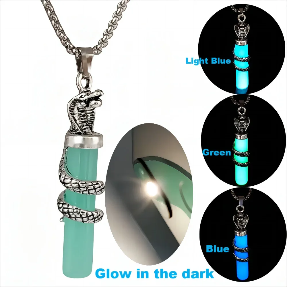 

Hot Sales 2023 Snake pendant Halloween stainless steel Luminous Necklace Fluorescent Glowing Necklace Glow in The Dark Jewels