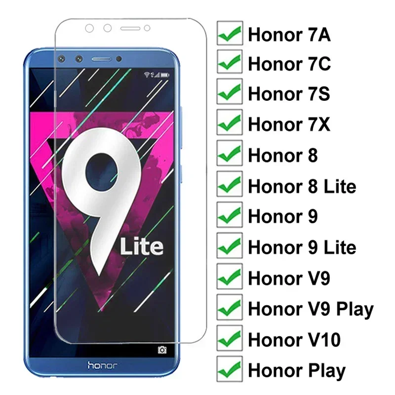 

Закаленное стекло 9H для Huawei honor 8 9 Lite V9 Play view 10 V10, защитная пленка для экрана Honor 7X, 7A, 7C, 7S, защитное стекло, 2 шт.