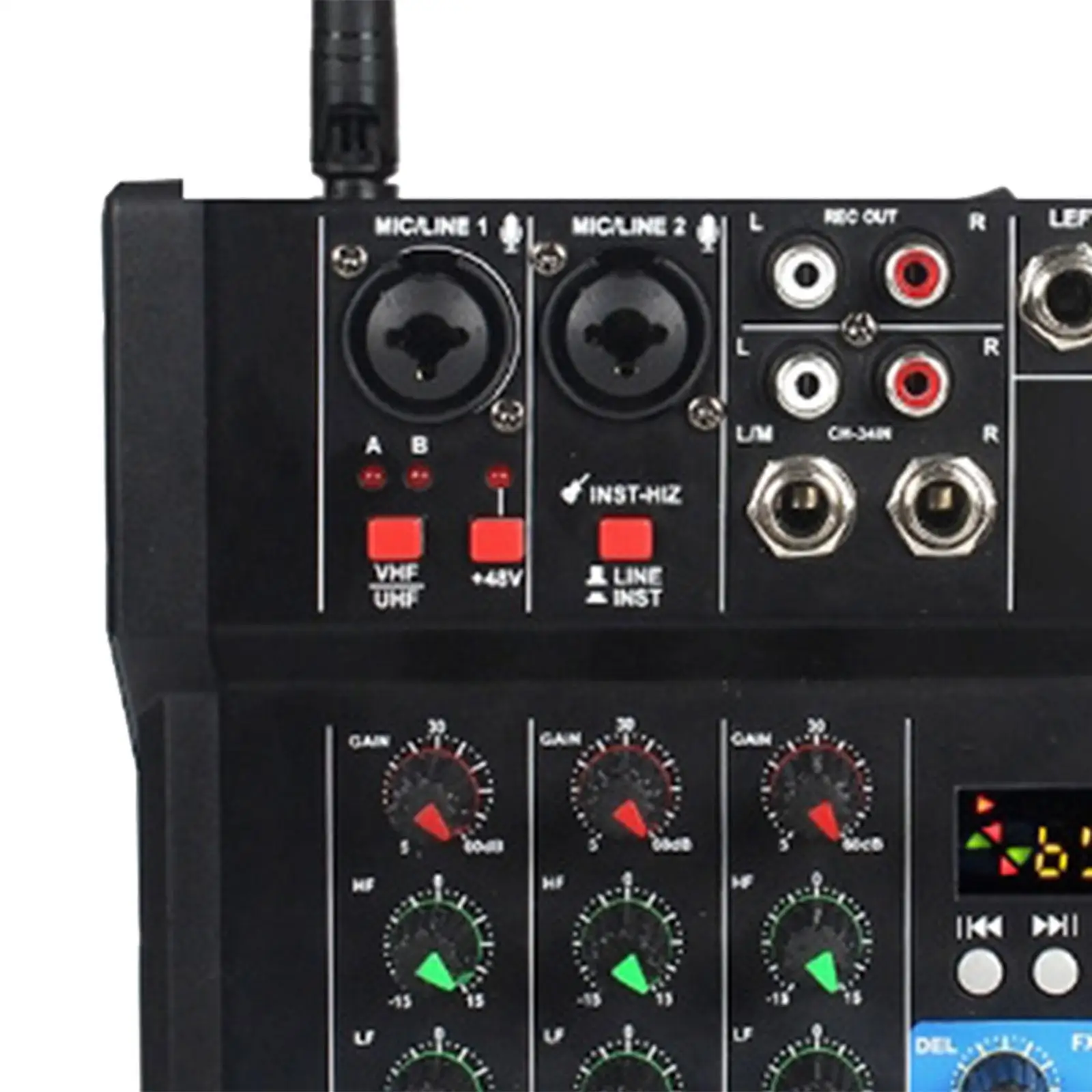 

4 Channel Audio Mixer with 2 Wireless Microphones Sound Board Console System for Computer Recording Karaoke KTV Party UK Adapter