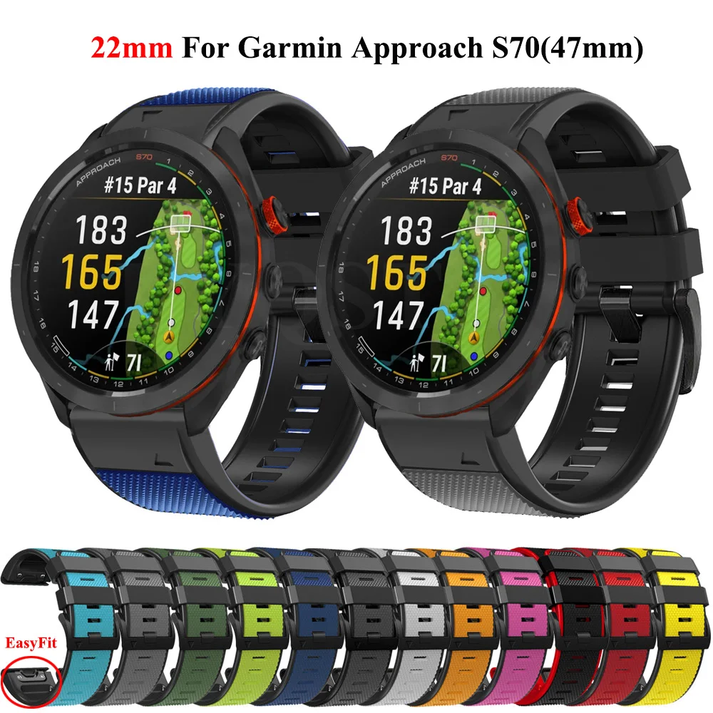 

26 22mm QuickFit Watchband For Garmin Approach S70(47mm) Fenix 7X 7Pro 6X 6 Pro 5X 5 Plus Smartwatch Silicone Wristband Bracelet