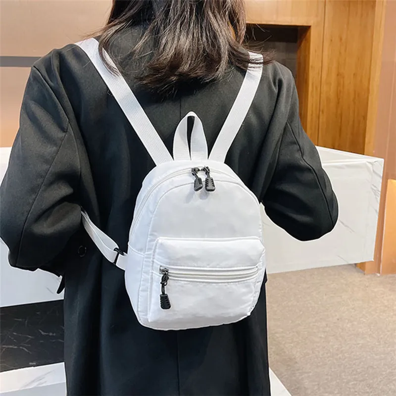 

Mini Women's Backpacks 2023 Trend Nylon Female Bag Preppy Style School Travel Bags White Feminina Mini Rucksack For Teen Girls