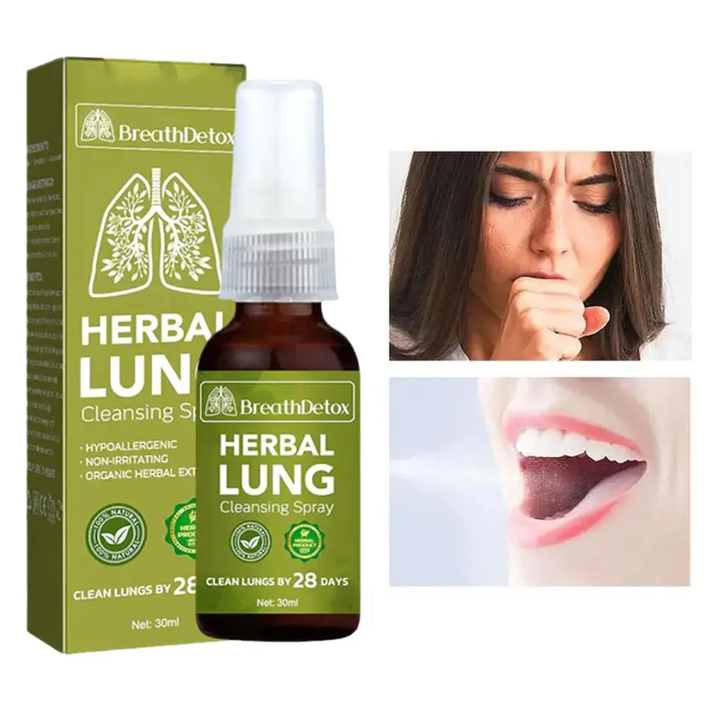 30ml Lung Herbal Cleanser Spray Smokers Clear Nasal Solution Relieves Breath Clear Throat Spray Anti Snoring Dry Congestion F6K5