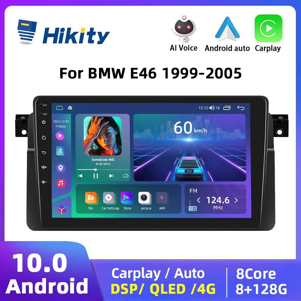 Hikity Rádio Do Carro Android para BMW E46 1999 2005, Carplay, Leitor