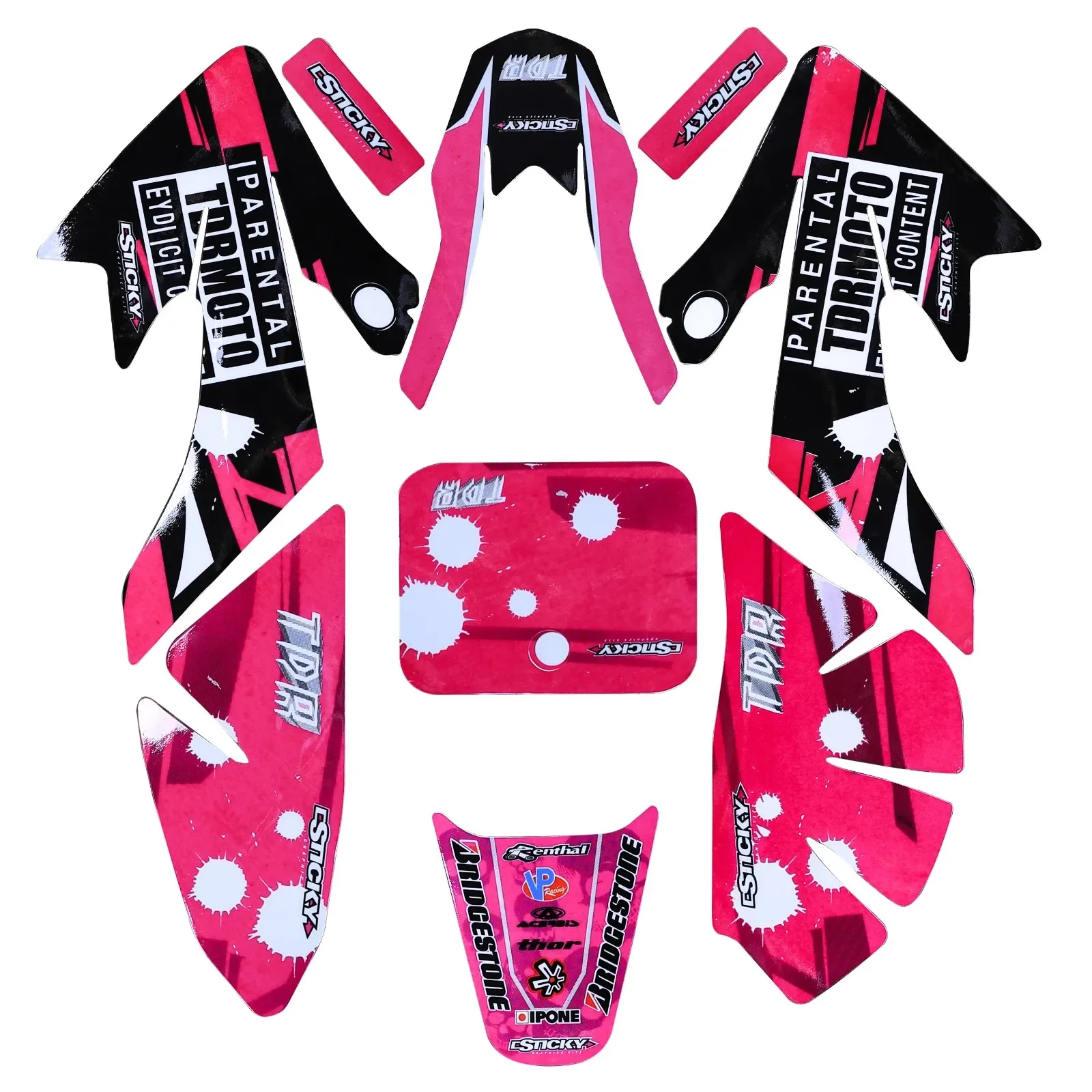 TDPRO White BODY PLASTIC or Pink DECALS Seat or Fuel Tank for CRF50 Pit Bike 110cc 125cc
