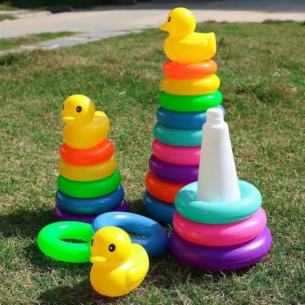 Rainbow Stacking Toys for Kids 3+ Duck & Blocks STEM Learning Set Color Sorting Fine Motor Skills Toys Birthday Gift