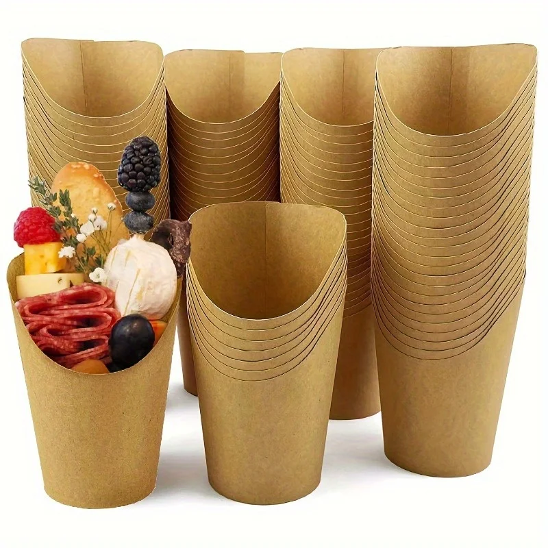 50pcs Multi-Use Disposable Paper Cups Eco-Friendly for Snacks Desserts Parties