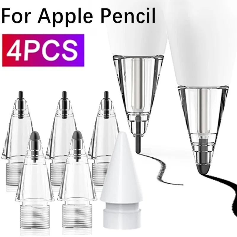 

4-1Pcs Pencil Tips for Apple Pencil 1/2 Gen Wear-Resistant Replacement Stylus Pen Tips Touch Screen Tablet Pen Nibs for IPencil