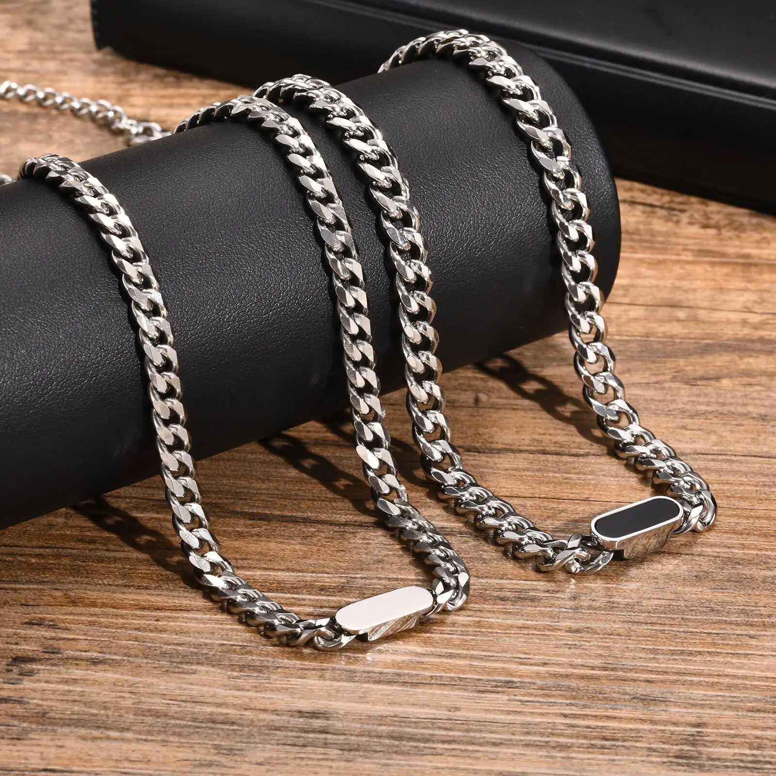 Herren-Halskette, kubanischer Gliederkettenkragen aus Edelstahl, trendiger, lässiger Hip-Hop-Schmuck, Geschenke für Jungen
