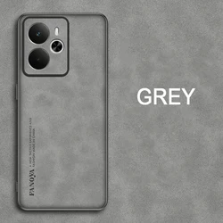 Premium Shockproof Matte Leather Case with Soft Back Cover - Skin Feel Protection for Realme 14 5G (GRAY)