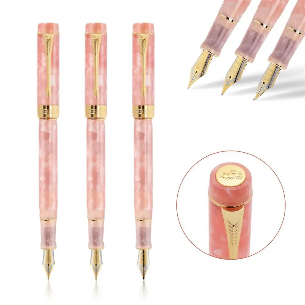 

Business JinHao 100 Series Acrylic Fountain Pen Color Spin Golden Pen Peacock Orchid 0.5mm Nib Fude Calligraphy Office Supplies