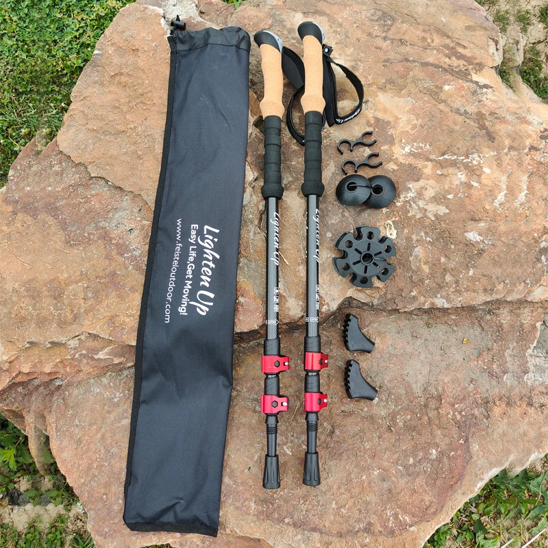 2pcs Walking Stick Trekking Poles Telescopic Baton Nordic Aluminum Carbon Ski Camp Hiking Poles Crutches Walking Cane North Pole 2