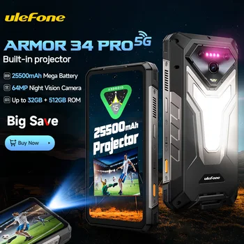 Ulefone Armor 34 Pro 5G Rugged Phone, 25500mAh, 32GB+512GB, Projector, 120Hz 1