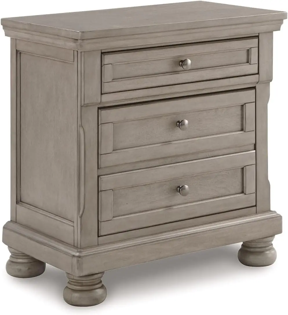 

Signature Design by Ashley Lettner Modern Traditional 2 Drawer Nightstand, Light Gray