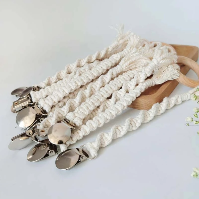 

Зажим для соски для мальчиков и девочек, плетеный хлопковый держатель для соски ручной работы с зажимом для детского праздника-день рождения, Рождество