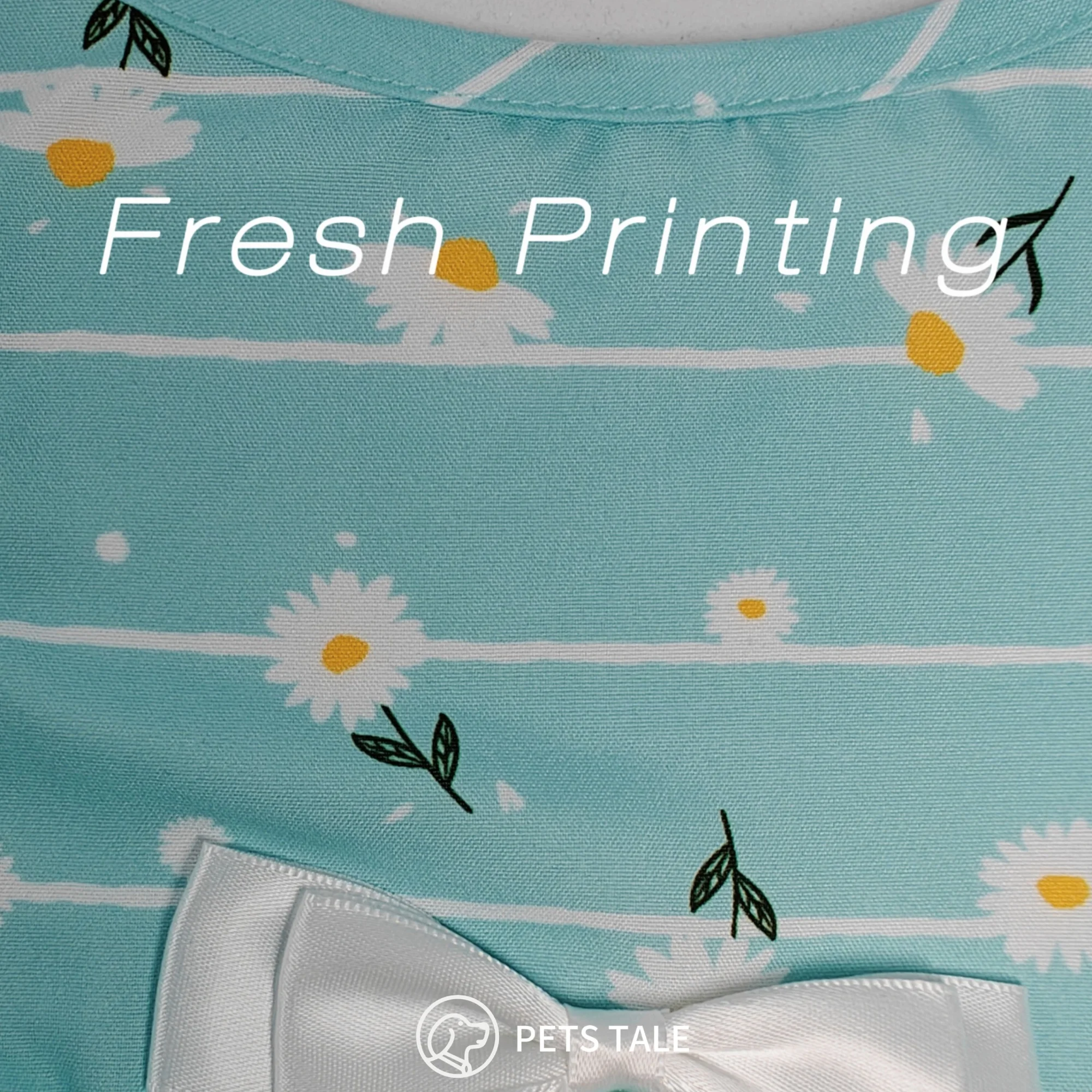 PETS TALE Floral Dog Dress-Cute Daisy Print with Bow, Perfect for Small Dogs and Medium Dogs