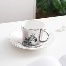 

Creative Leopard Bone China Anamorphic Cup Mirror Reflection Cup Zebra Mug Luycho Coffee Tea Set With Coaster 90ml-220ml