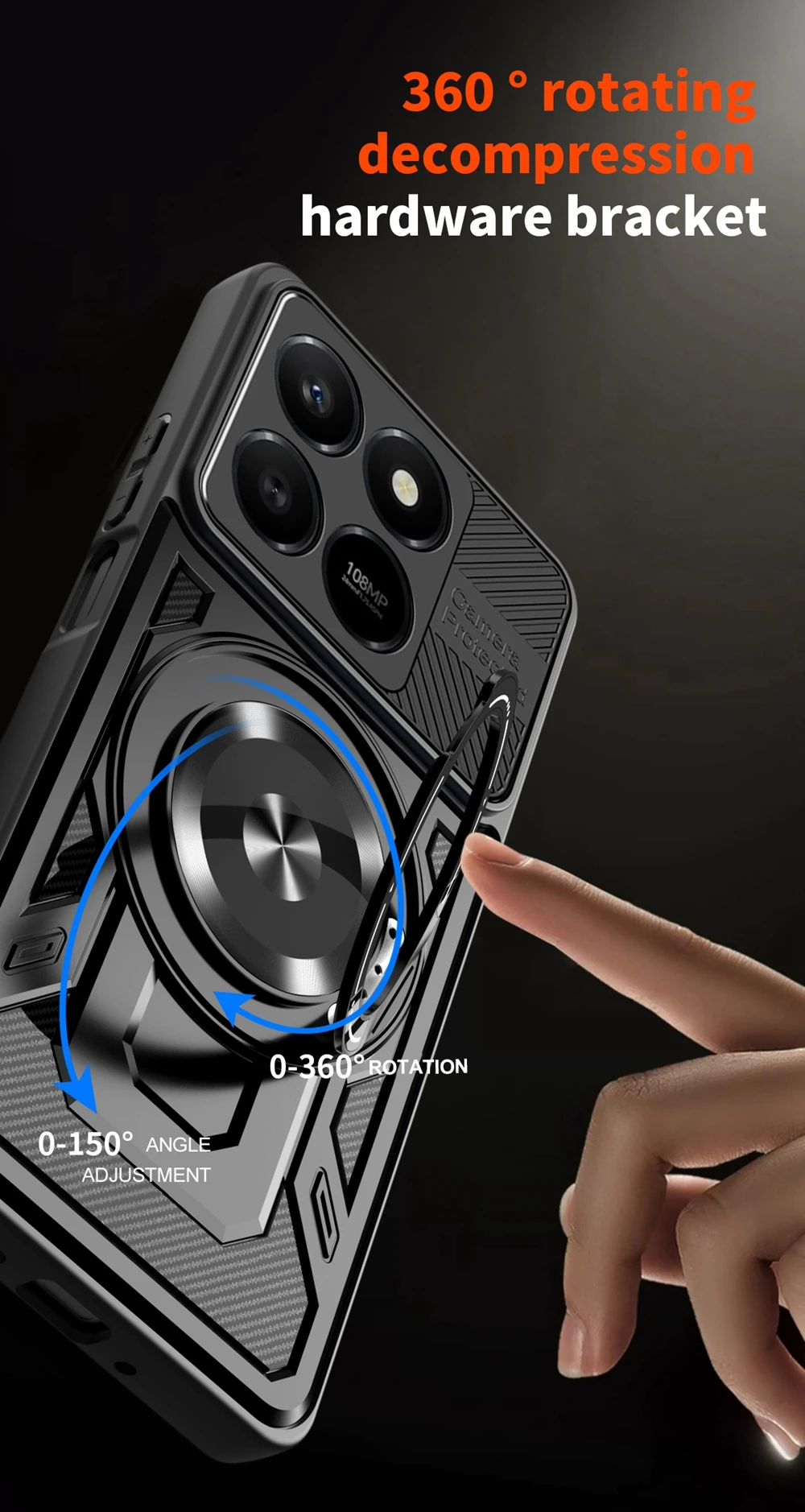 Shockproof Armor Magnetic Ring Case with Magsafe Wireless Charging Compatibility