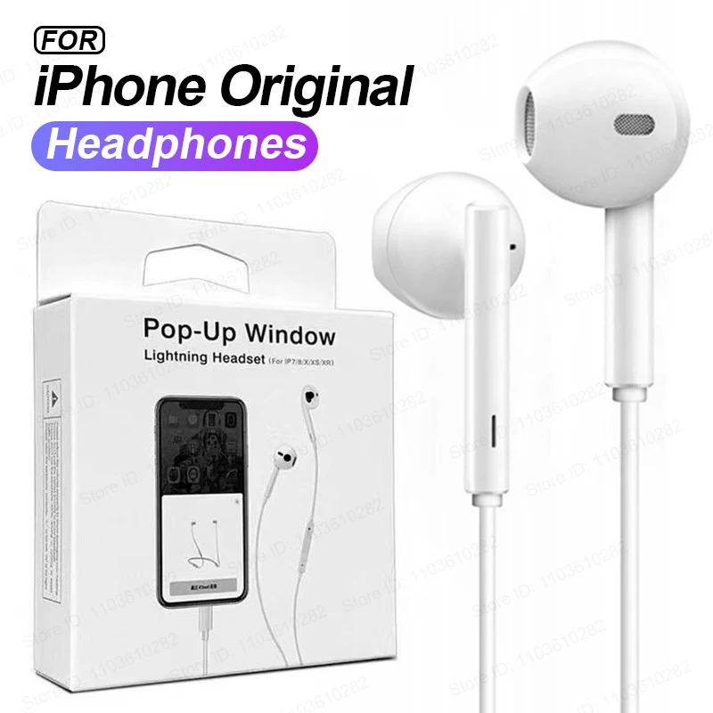 

For Apple Original Headphones For iPhone 14 Pro Max 11 12 13 Mini Lightning Wired Earphones XS Max XR X 6S 7 8 Plus Accessories