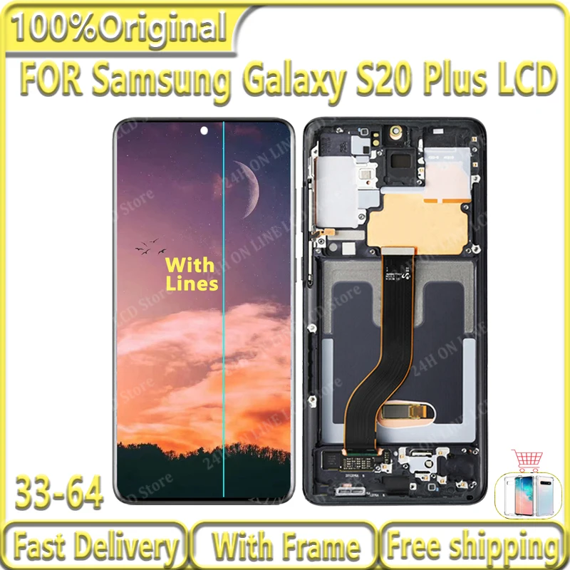 

AMOLED LCD For Samsung Galaxy S20 Plus LCD With Frame S20+ G985F G985 G985F/DS SM- S20Plus G986 G086B Display Touch Screen