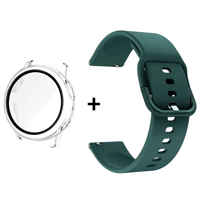 Premium Accessory Bundle: Glass Case, Strap, and Screen Protector with 20mm Watch Bands and PC+Bumper Cover