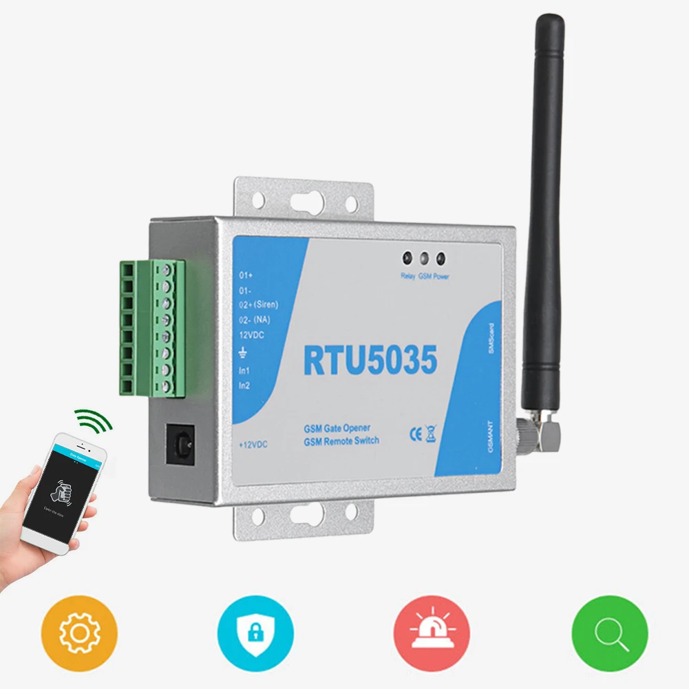 RTU5035 GSM 게이트 오프너 릴레이 스위치 무료 통화 전기 게이트 원격 제어 900/1800MHz 무선 원격 제어 도어 액세스 앱 제어