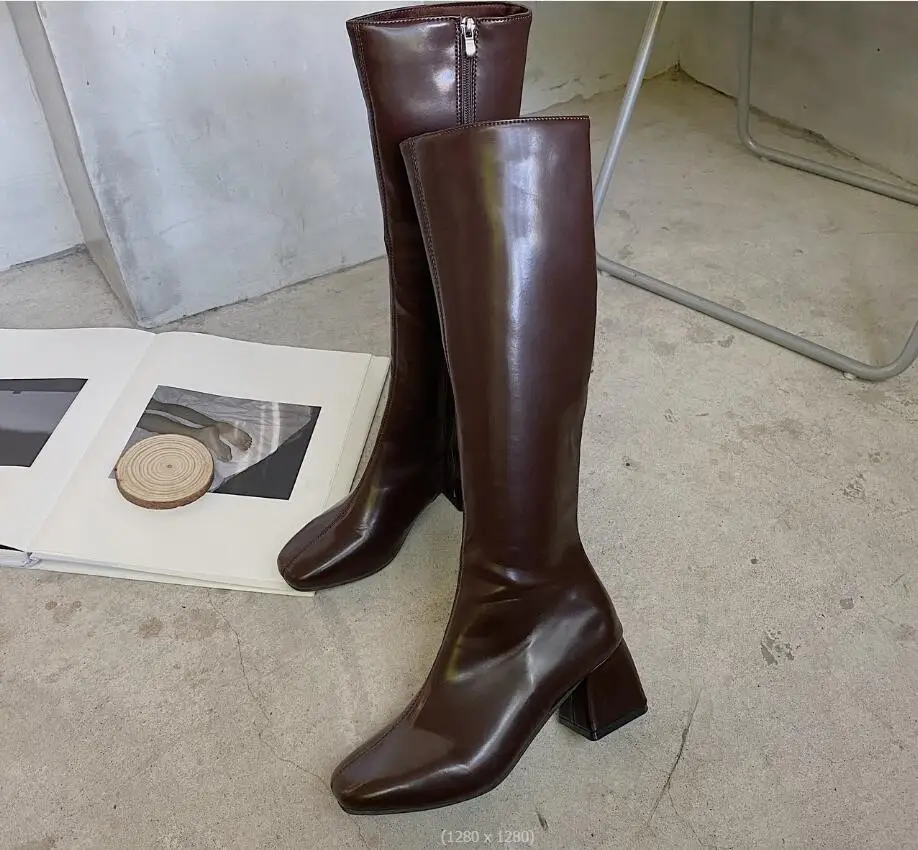 Women Thigh High Boots Women Casual Plush Knee Boots High heeled knight boots Ladies Leather Long Boots White Black Shoes Large