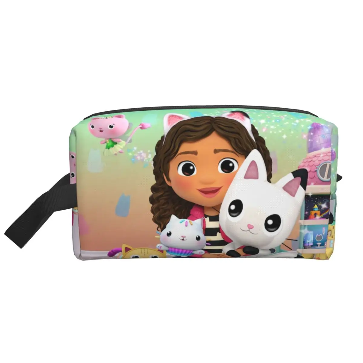Custom Fashion Gabbys Dollhouse Travel Toiletry Bag for Gabby Cat Pandy Paws Makeup Cosmetic Organizer Beauty Storage Dopp Kit 2