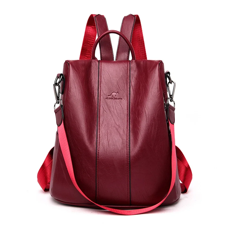 Womens Backpack Anti-theft Leather Vintage Shoulder High Capacity Travel School
