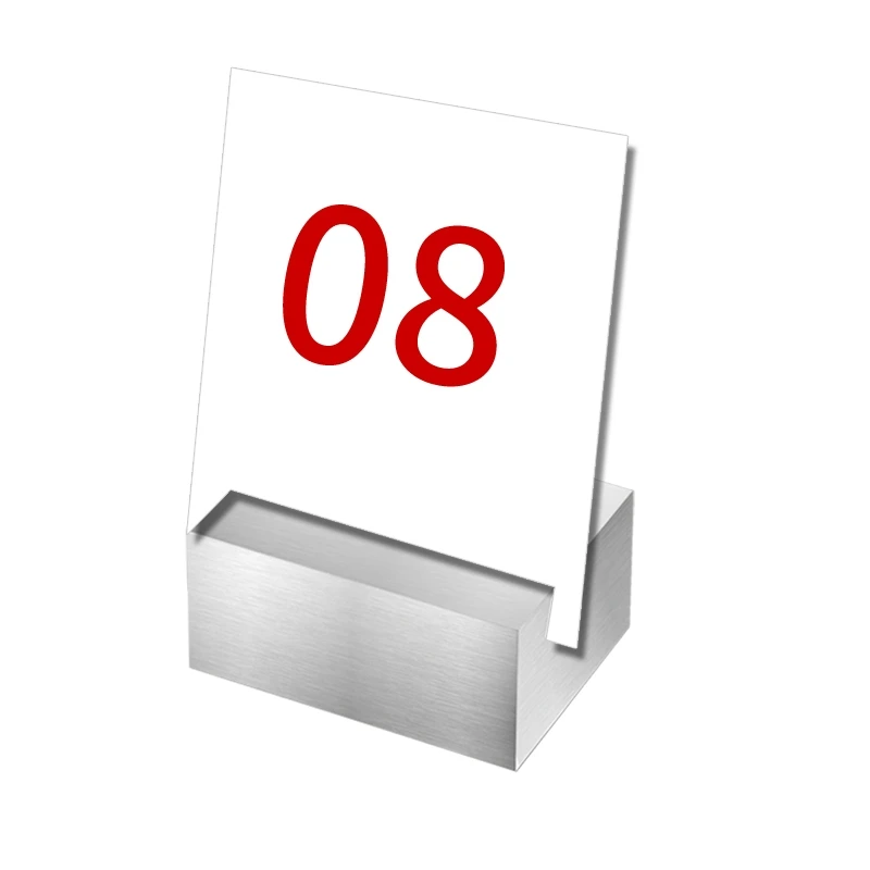 Stainless Steel Sign Holder Stand Heavy Metal Base Wedding Signs Table Number Holder Place Card Price Label Tags acrylic sign holder