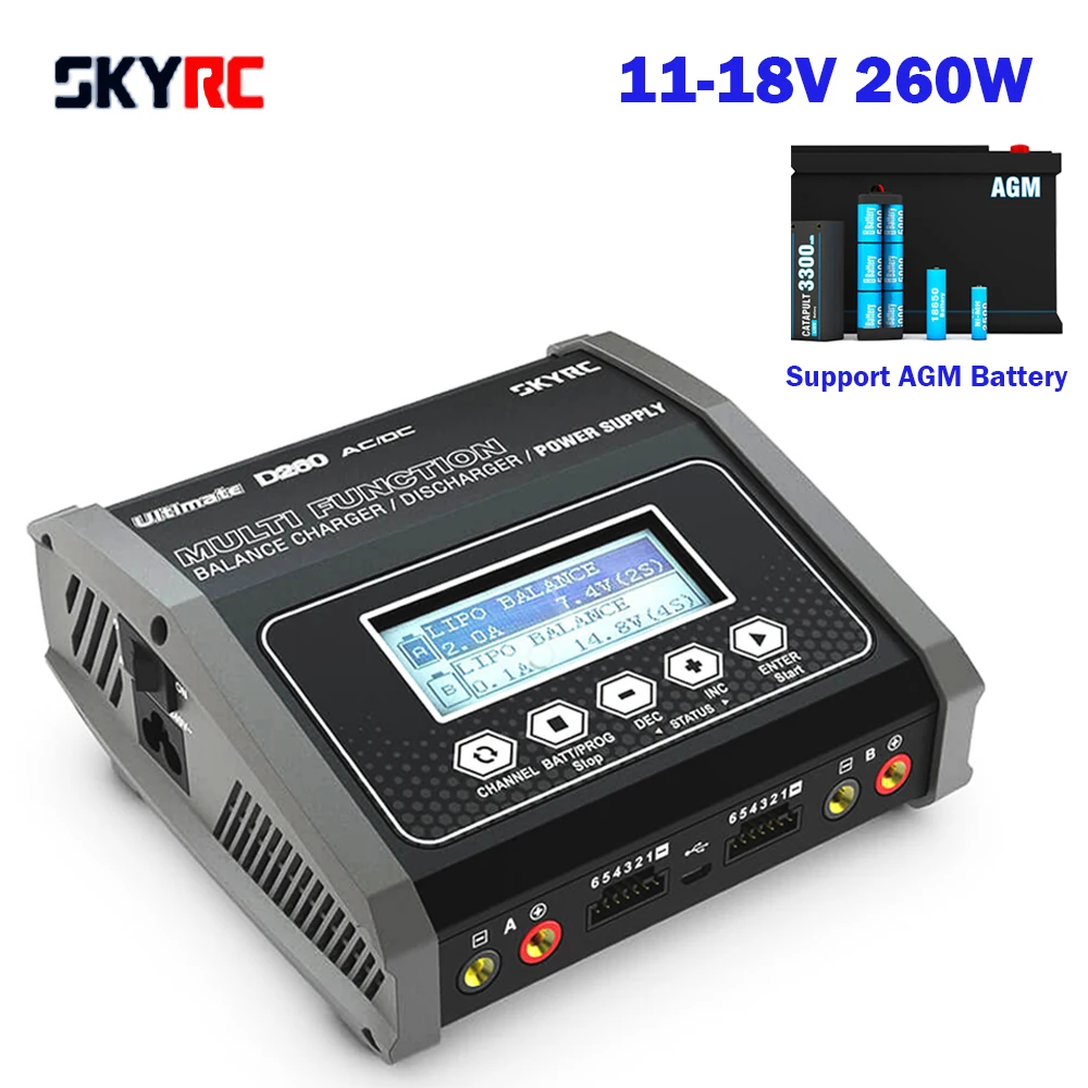 SKYRC D260 Lipo Battery Balance Charger Discharger Dual AC/DC 11-18V ...