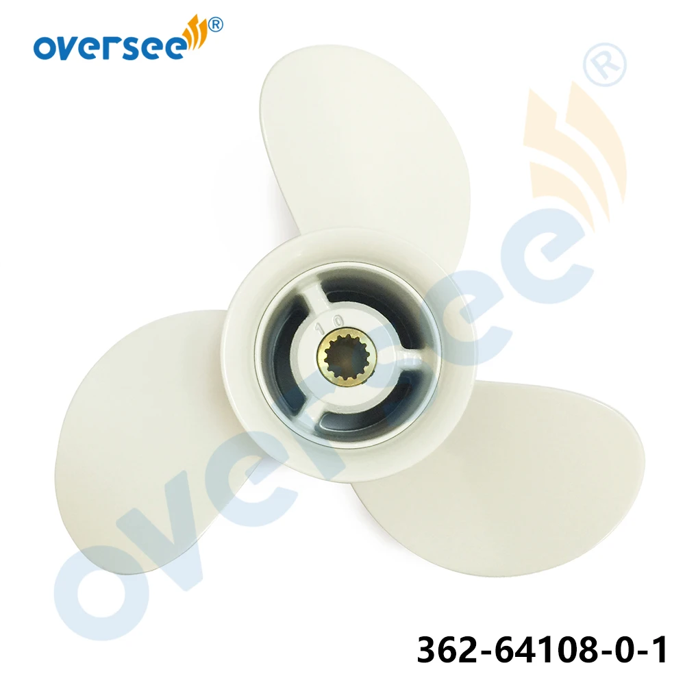 OVERSEE Aluminum Propeller 362-64108-0-1 3X9.2X9.8 Right White 9.9, 15, 18 HP For Fitting TOHATSU Outboard