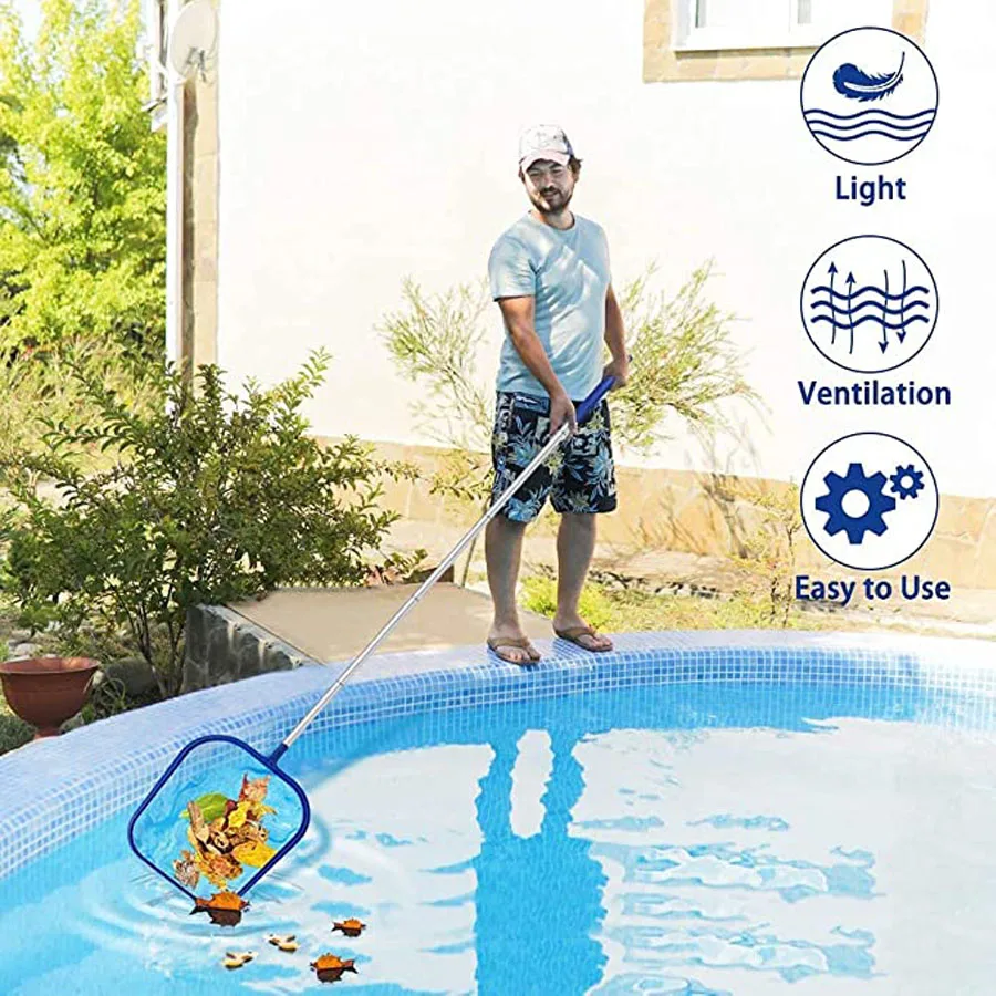 Leaf Leaves Skimmer Cleaner Net, 5-Section Adjustable Pole for Swimming  Pool, Pond, Tub, Spa Tank