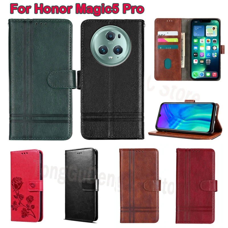 Per Carcasas Honor Magic5 Pro Custodia Originale Kickstand Portafoglio Cover Per Telefono Per Capinha Honor Magic 5 Pro Magic5 Lite 4G 5G Fundas