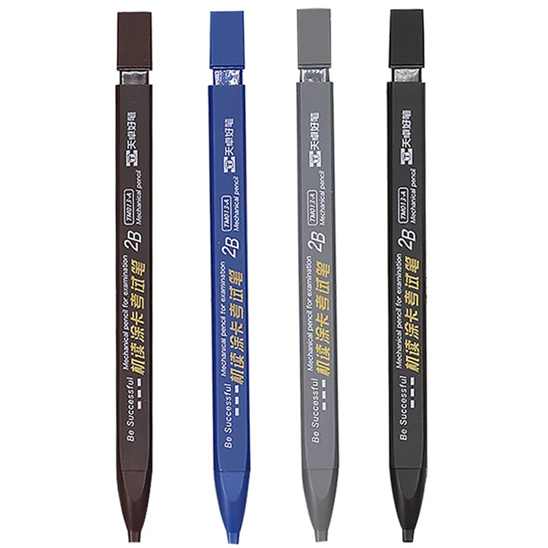 Thick Flat Head Mechanical Pencil Drawing 2B with Refills Pencil Office Supplies Writing Automatic Office School Supplies 6