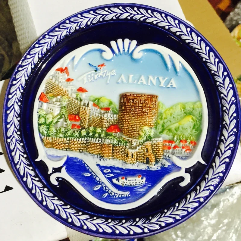 12CM European American TV Restaurant Background Wall Decoration Ceramic Plate Mediterranean Home Decor Tourist Souvenir Sunchamo 5