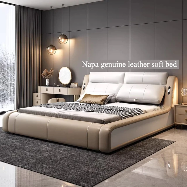 Lampe de chevet esthétique pour chambre à coucher, cadre de lit plateforme double pleine grandeur avec rangement, accessoires pour la maison 1