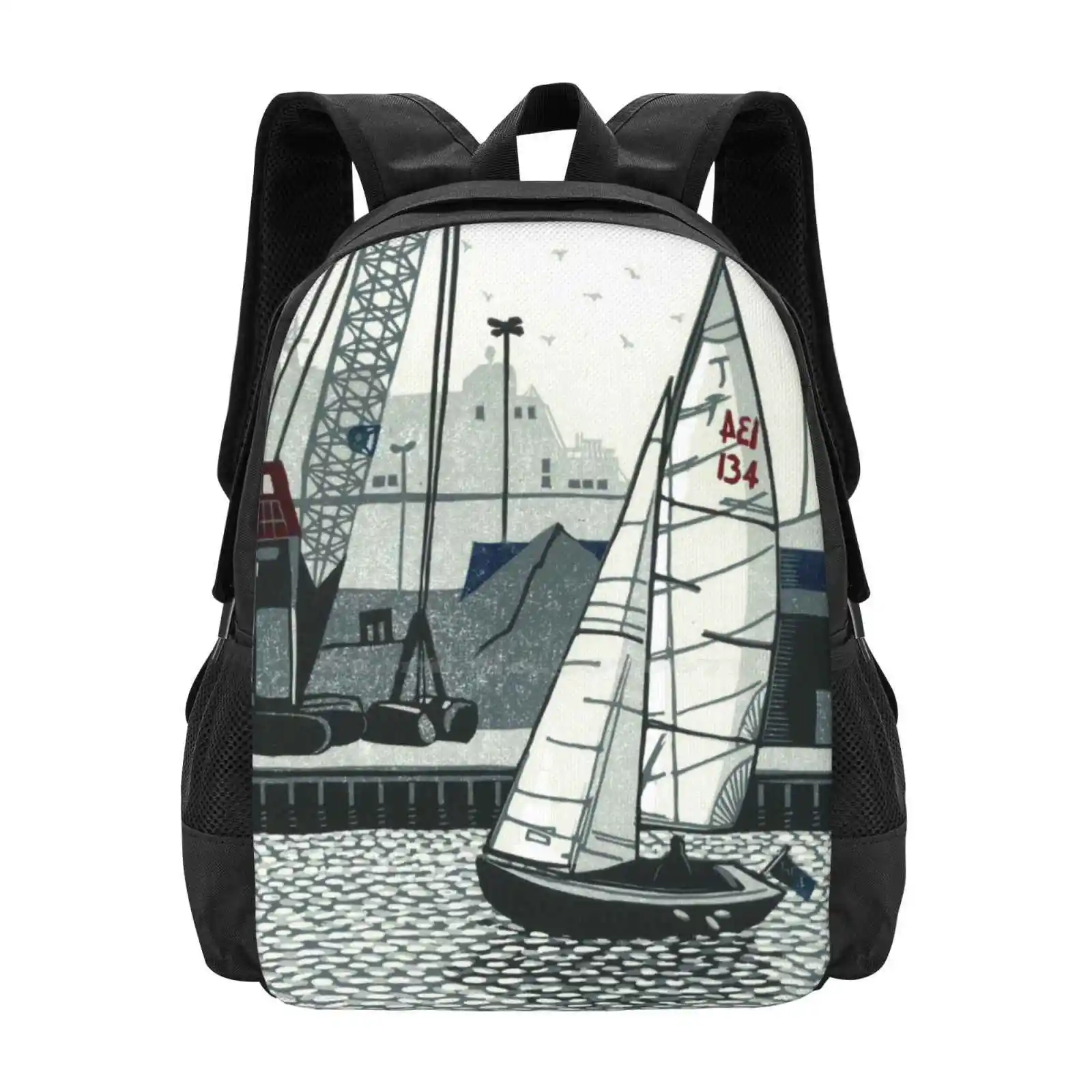 

Оригинальный большой школьный рюкзак Poole размере Linocut от Франчески Whetnall, серый, серый
