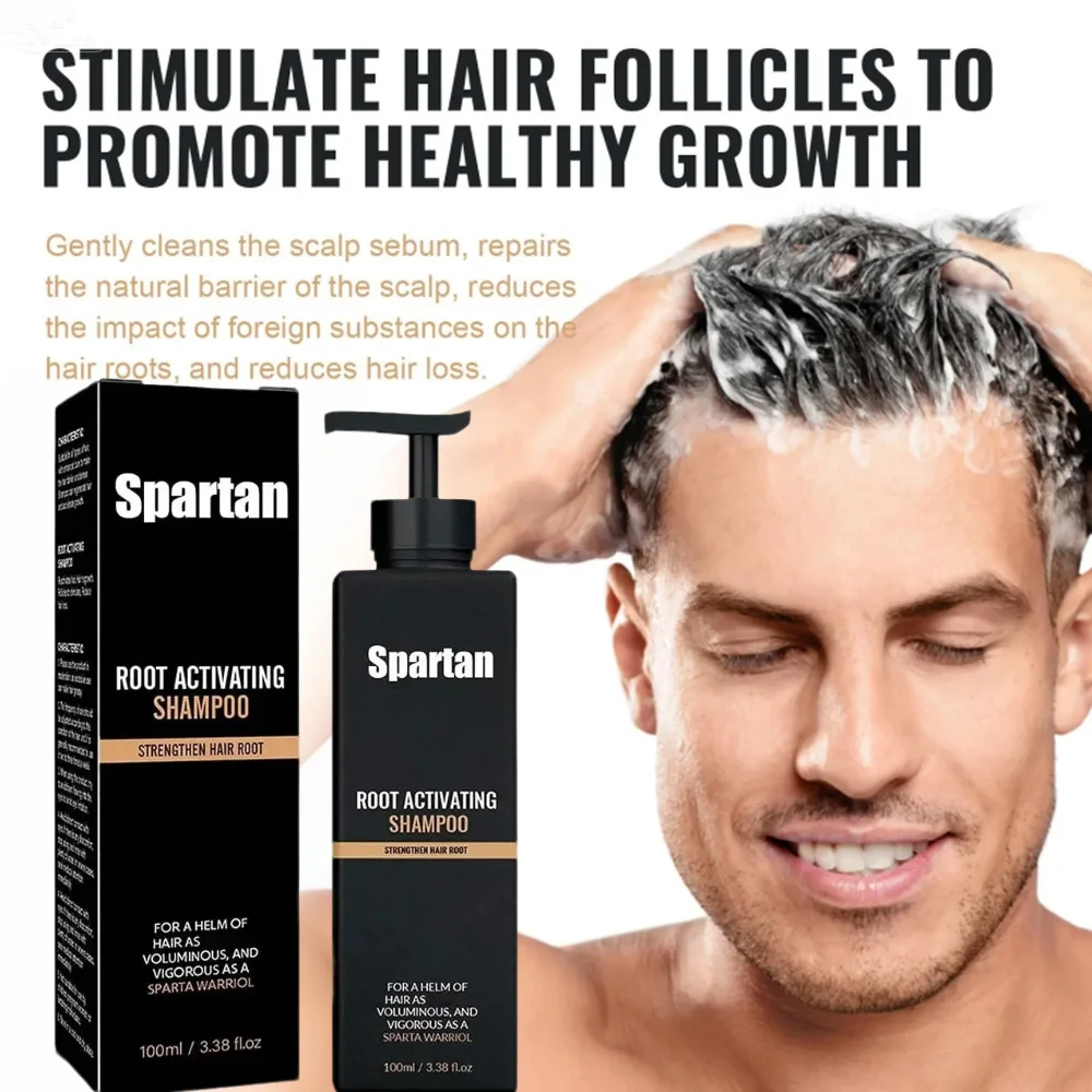 Shampoo Stimolante per la Radice dei Capelli Spartan per Uomo, Trattamento Delicato Nutriente e Volumizzante per la Ricrescita dei Capelli, Rinforza la Radice dei Capelli