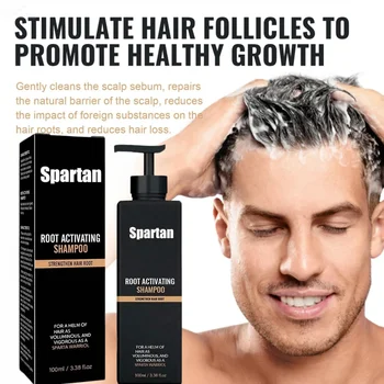Shampoo Stimolante per la Radice dei Capelli Spartan per Uomo, Trattamento Delicato Nutriente e Volumizzante per la Ricrescita dei Capelli, Rinforza la Radice dei Capelli