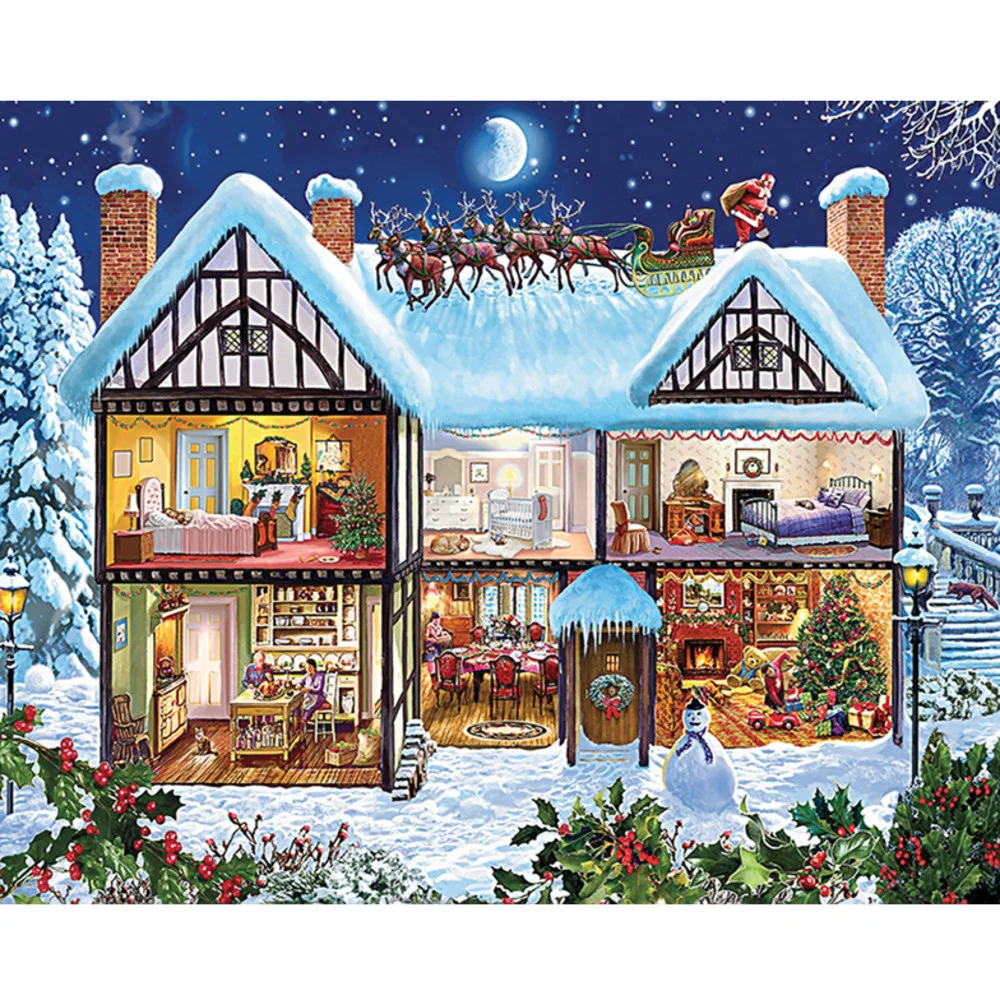 Weihnachten Schnee Haus 11CT Stickerei Kit Handwerk Handarbeiten Set Leinwand Gedruckt Baumwolle Faden Weihnachtsgeschenk Home Decor Neues Design – Detail 12
